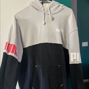 Puma Men's Two-Tone Black and Gray Hoodie